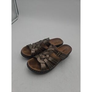 Clark's Women's Bronze Slip On Wedge Sandal Size 9 M Comfort Breathable